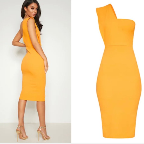 NWT pretty little thing one shoulder draped midi dress - Picture 1 of 6